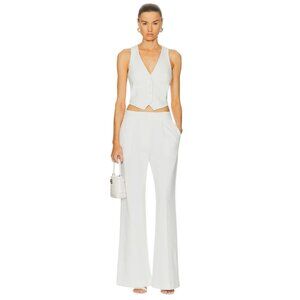 SANS FAFF Pin Tuck Palazzo Pants in White Small New Womens Tailored Trousers